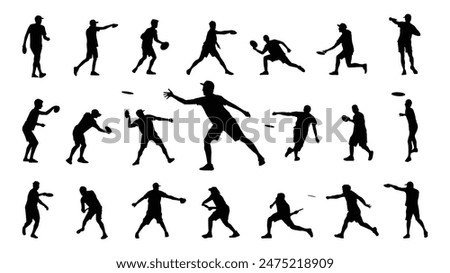 Set of Disc Golf Player silhouette vector