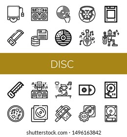 Set Of Disc Icons Such As Hard Disk, Saw, Turntable, Floppy Disk, DJ, Cd, Brake, Music, Solid State Drive, Cds , Disc