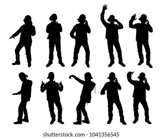 Set of disc jockey silhouette vector