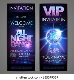 Set of disco background banners. All night dance poster