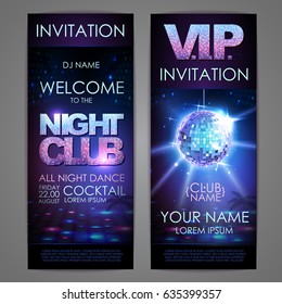 Set of disco background banners. Night club poster