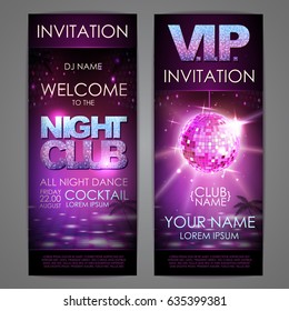 Set of disco background banners. Night club poster