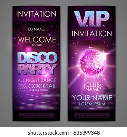 Set of disco background banners. Disco party poster