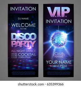 Set of disco background banners. Disco party poster