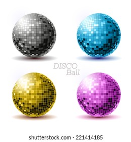 Set of disco balls. Disco background