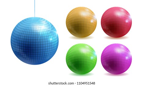 Set of disco balls. Disco background. Vector illustration