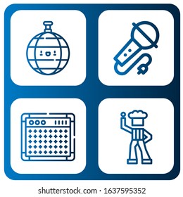 Set of disco icons. Such as Disco ball, Karaoke, Amplifier, Disco , icons