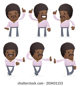 set of disco man character in different interactive  poses