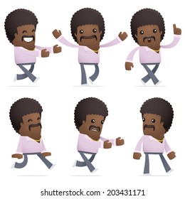 set of disco man character in different interactive  poses