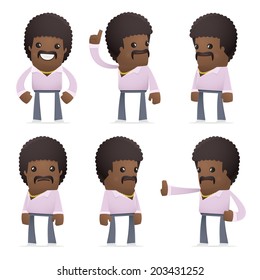 set of disco man character in different interactive  poses