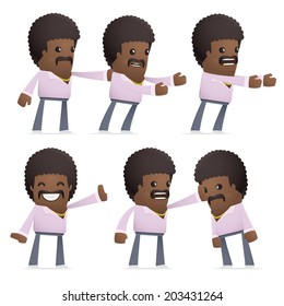 set of disco man character in different interactive  poses