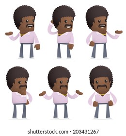 set of disco man character in different interactive  poses