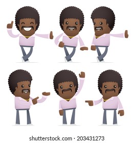 set of disco man character in different interactive  poses