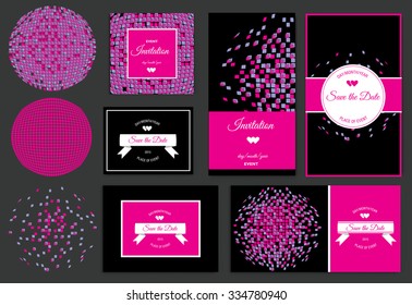 Set of discoball Save the Date for events design