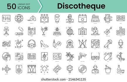 Set of discotheque icons. Line art style icons bundle. vector illustration