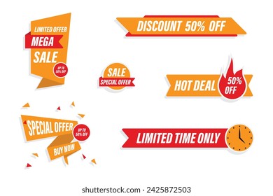 A set of discount banners and sale tags, a banner with special offers, sale stickers, vector elements for web design.