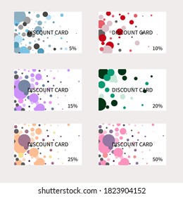 Juego de tarjetas de descuento con diseño geométrico. Círculos multicolores, diseño moderno para la decoración