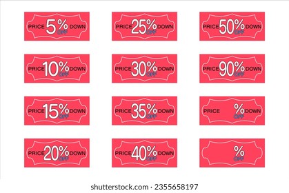 Set of discount cards with simple and striking red background