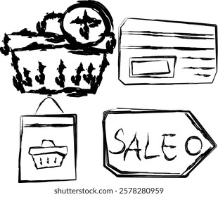 Set of discount coupon icons in Doodle style, hand drawn scribbled gifts. Hand drawn sketch style bonus gift, loyalty program icon. Scribble money rewards program offers.