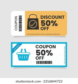 Set of discount coupon template for online shopping