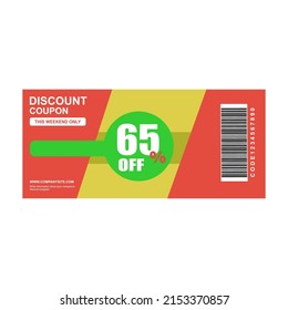 Set of discount coupons. 65% off offer Templates. Premium special price coupons and best promo retail price vouchers.