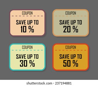 Set of discount coupons in vintage style. Vector illustration