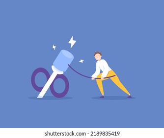 set a discount. determine the promo price. offers and promotions. A businessman hits a nail with a hammer. dislike symbol. illustration concept design. graphic elements for banners, posters