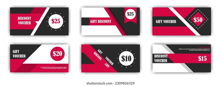 Set Set Set mit Rabatt-Gutschein-Vorlagenbanner mit Schatten