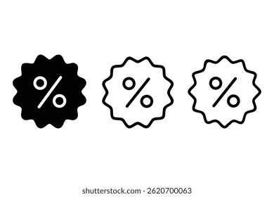 Set discount graphics icons on white background