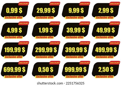 set of discount icons, vector, illustration