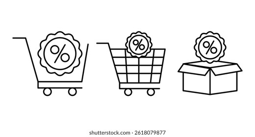 Set of Discount icons for web design, mobile app, logo, etc. Symbol of Discount. Vector illustration.