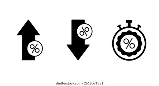 Set of Discount icons for web design and mobile app on white background. Discount line logo.