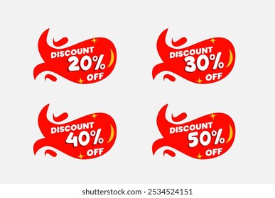 Set of discount label vector illustration, sale banner for promotional 
25% off, 50% off, 75% off special offer tag sticker design element