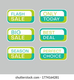 Set of discount labels to attract customers' attention. Timeless easy-to-read design. Also suitable for web page ads, tags, discount offer price labels, badges, coupons, flyers etc.