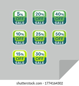 Set of discount labels to attract customers' attention. Timeless easy-to-read design. Also suitable for web page ads, tags, discount offer price labels, badges, coupons, flyers etc.
