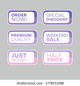 Set of discount labels to attract customers' attention. Timeless easy-to-read design. Also suitable for web page ads, tags, discount offer price labels, badges, coupons, flyers etc.