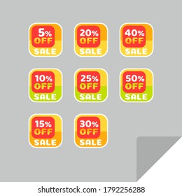 Set of discount labels to attract customers' attention. Timeless easy-to-read design. Also suitable for web page ads, tags, discount offer price labels, badges, coupons, flyers etc.