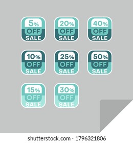 Set of discount labels to attract customers' attention. Timeless easy-to-read design. Also suitable for web page ads, tags, discount offer price labels, badges, coupons, flyers etc.