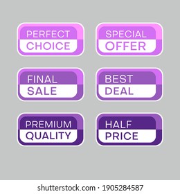 Set of discount labels to attract customers' attention. Timeless easy-to-read design. Also suitable for web page ads, tags, discount offer price labels, badges, coupons, flyers etc.