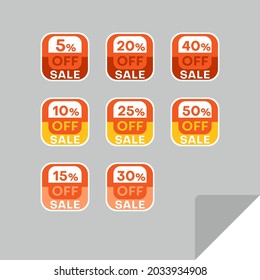 Set of discount labels to attract customers' attention. Timeless easy-to-read design. Also suitable for web page ads, tags, discount offer price labels, badges, coupons, flyers etc.