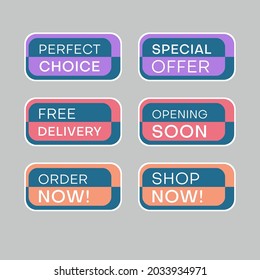 Juego de etiquetas de descuento para atraer la atención de los clientes. Diseño intemporal fácil de leer. También es adecuado para anuncios de páginas web, etiquetas, descuentos ofrecen etiquetas de precios, insignias, cupones, volantes, etc.