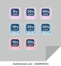 Set of discount labels to attract customers' attention. Timeless easy-to-read design. Also suitable for web page ads, tags, discount offer price labels, badges, coupons, flyers etc.
