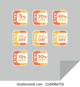 Set of discount labels to attract customers' attention. Timeless easy-to-read design. Also suitable for web page ads, tags, discount offer price labels, badges, coupons, flyers etc.