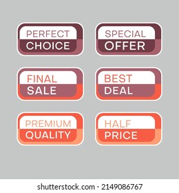 Set of discount labels to attract customers' attention. Timeless easy-to-read design. Also suitable for web page ads, tags, discount offer price labels, badges, coupons, flyers etc.