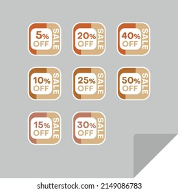 Set of discount labels to attract customers' attention. Timeless easy-to-read design. Also suitable for web page ads, tags, discount offer price labels, badges, coupons, flyers etc.