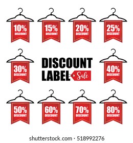 Set of discount labels with hanger. Vector discount tags collection.
