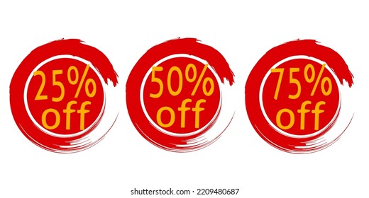 set of discount labels for sales of different percentages. Set of sales discount stickers with trendy designs