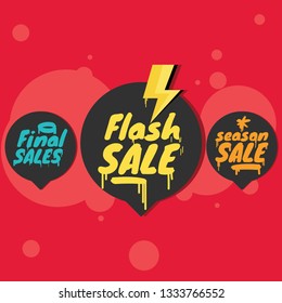 Set of discount labels, text of: final sales, flash sales, season sales- vector - illustration