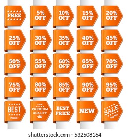 Set of discount labels. Vector discount tags collection.