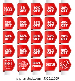 Set of discount labels. Vector discount tags collection.
